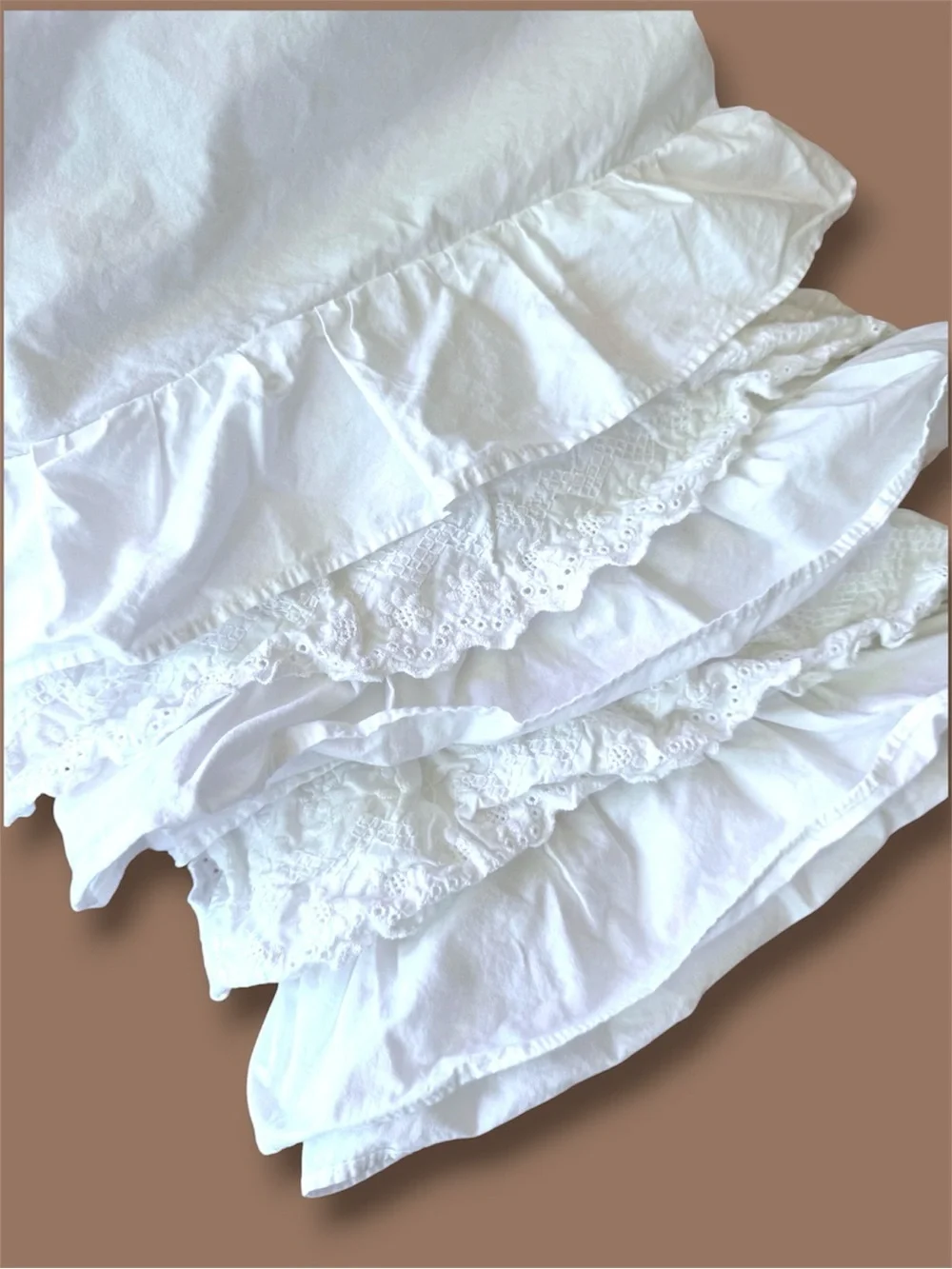 Rachel Ashwell Shabby Chic Petticoat Twin Duvet Cover White Cotton Eyelet Ruffle